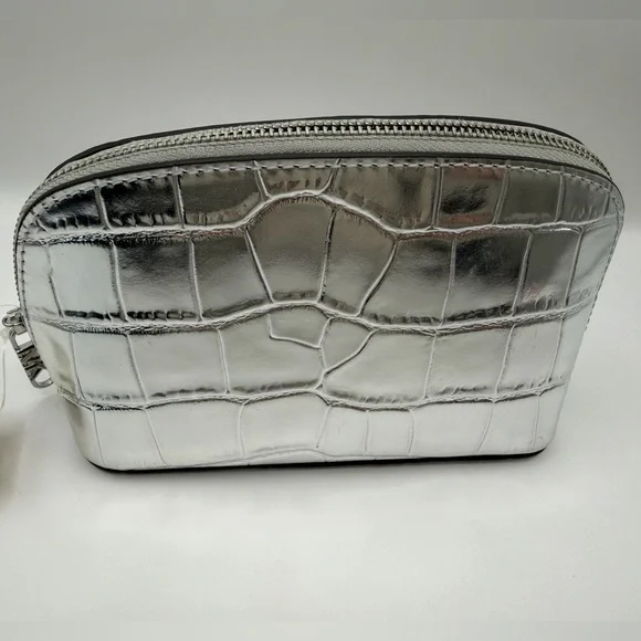 Michael Kors Empire Leather Silver Croc-Embossed Pouch Retail NWT ret $98 - Picture 5 of 6